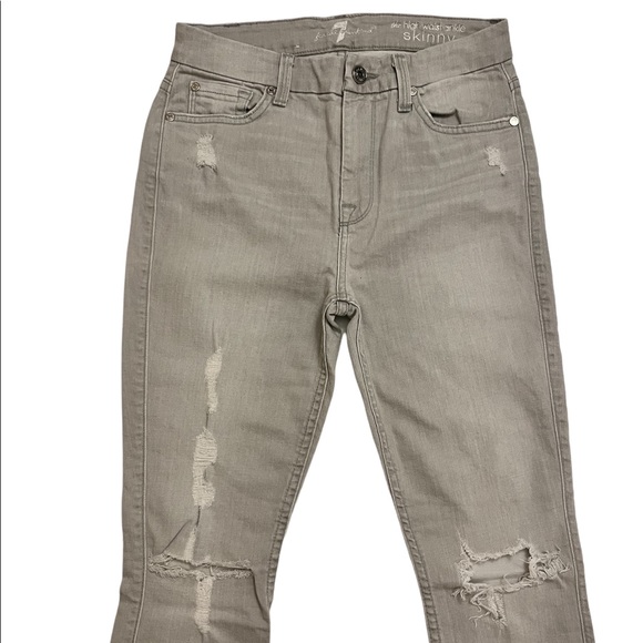 7 For All Mankind High Waist skinny Destroy Jeans Size 26 Gray - Picture 4 of 8